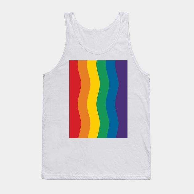 Rainbow Pride Flag (Proud LGBTQ+ Community Pride Flag) Wave Version Tank Top by Teeworthy Designs